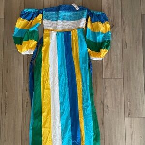 NWT New York & Co Blue, Yellow, Green, and White Striped Maxi Dress
